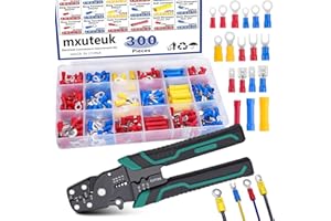 mxuteuk 301Pcs Insulated Wire Electrical Connectors Assortment Kit with Ring, Spade, Butt, Quick Disconnect, Crimp Automotive Cable Terminals