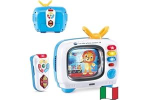 VTech La Mia Prima Smart TV, Televisione Interattiva per Bambini, Telecomando Interattivo Incluso, 10 Canali, 5 Canali Bilingue Italiano e Inglese, Spegnimento Automatico, Batterie Incluse, 12-36 Mesi