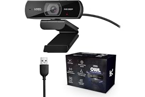 Kreo Owl Full HD 1080P 60 FPS Webcam, Black | Auto-Focus, Built-in Dual Digital Mic, Plug and Play Setup, Built-in Privacy Shutter with 360 Rotation