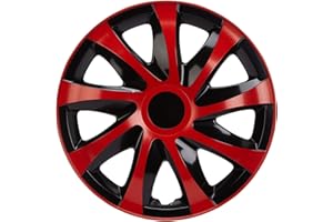 NRM KO240 Draco CS - Tapacubos (4 Unidades, 16"), Color Negro y Rojo