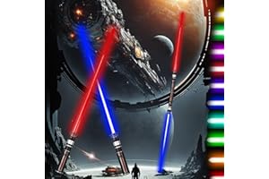 May Huang Spada Laser, 2 Pezzi Spade Laser Telescopiche, Star Wars Spade Laser per Bambini, LED RGB 12 Colori Lightsaber con Effetti Sonori per Natale Halloween Compleanno Cosplay