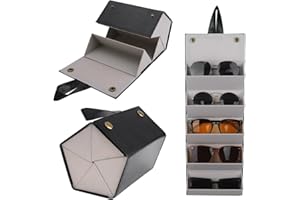 JUMRHFAN Organisateurs de lunettes de soleil Lunettes de voyage Étui Pliable Plusieurs Paires Lunettes Boîte de rangement Porte-lunettes suspendues Noir
