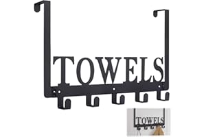 TANGHSE Removable Over The Door Hook, Without Drilling Stainless Steel Over Door Coat Hanger for Hanging, Clothes, Hats, Towels, Bedrooms Robes with 5 Hooks Black Over Door Hooks Hanger