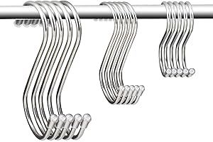 KEESIN S Shaped Metal Hanging Hook Stainless Steel Multifunction Hanger Hooks for Kitchen Spoon Pan Bathroom Bedroom Pack of 15(Mixed-15 Pack)