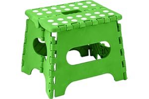 DASHMESH ONLINES Folding Step Stool Lightweight Strong Compact Non-Slip Multi-Purpose Easy Carrying Foldable Stool for Kids & Adults, Kitchen Garden Bathroom (7 Inch Green)