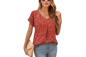 Yommay Summer Blouses for Women Elegant Casual Ladies Shorts Sleeve Chiffon Blouses Ladies Tops T-Shirts