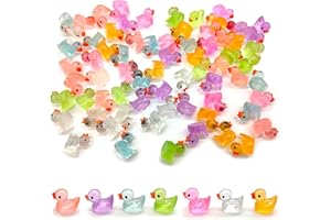 Niuhong 70 szt. miniaturowe kaczki z żywicy miniaturowe figurki kaczki domowej lalka z żywicy, świecąca kaczka, dekoracja, mały ornament, DIY małe miniatury, fluorescencyjne ogród