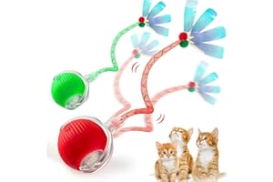 JinRui-T 2 PCS Active Rolling Ball with Tail for Dogs,Cat Chase Toy Chewie Rollie Pet Smart Chase Ball, Interactive Smart Cat Toy PetBall