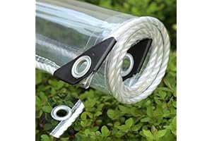 FENGSHOUU Przezroczysta plandeka okryciowa z oczkami, ochrona roślin, zasłona przeciwdeszczowa, szkło PCW, przezroczysta, wodoszczelna plandeka z oczkami, odporna na zimno, deszcz, mróz (2,5 x 3 m)