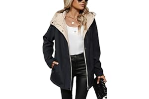 Giolshon Manteau léger coupe-vent pour femme, veste zippée à manches longues, imperméable d'extérieur avec capuche