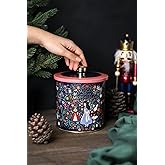 EVLE-Tales Desenli Yuvarlak Metal Saklama Kabı, Erzak Saklama Kabı - Organizer Kutu 14 Cm X 15 Cm (Tales Alices)