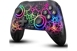 ZRZLMVP Switch Pro Controller für Switch/Switch 2/Oled/Lite - 1000 mAh Wiederaufladbar Wireless Switch Controllers mit 9 RGB Licht, Programmierbar, Wake Up Funktion, Turbo, Vibration - Spalte