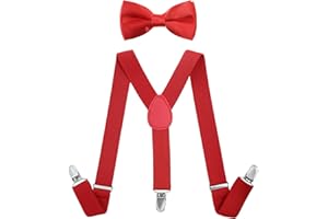 Kajeer Children Kids Braces Bow Tie Set - Adjustable Elastic Suspenders with Bowtie set for Boys & Girls