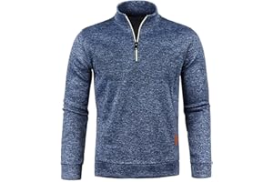HAOLEI Mens V Neck Jumper Sale Clearance 1/4 Zip Fleece Lined Pullover Regular Fit Autumn Winter Velvet Sweatshirt Sweat Tops UK Size 10-20
