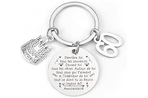 ZKIUOA Cadeau 60 Ans Homme Porte Clef Anniversaire Cadeau 60 Ans Femme Cadeau Anniversaire Femme Cadeau Anniversaire Homme Cadeau Homme Original Cadeau Anniversaire Papa Maman Tata Tonton Marraine Parrain