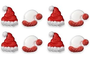 Kaffeehaus Diamant essbare Zuckerfiguren im Nikolausmützen-Design, 8 Stück Kuchendekor, Ideal zum Backen von Weihnachtsgebäck, Kuchen & Torten, Vielseitige Mützen Motive für Festliche Kreationen