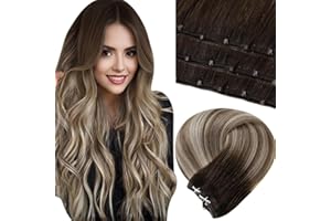 LaaVoo Extension Capelli Veri Microring Beads Balayage Marrone Scuro a Marrone Chiaro e Biondo 50g 50 cm EZE Micro Weft Capelli Veri Umani Extension Micro Rings Naturali #3/8/24