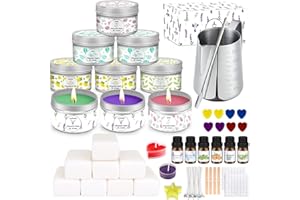 LDUMODUW Set di candele fai da te, kit fai da te per adulti, principianti, candele profumate, set regalo con cera d'api 480 g, 9 barattoli di candela, 8 colori di candela, stoppini