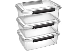 Cetomo Lot de 3 boîtes de rangement hermétiques pour nourriture pour chien, 10 L x 3, fermeture en silicone et verrous à pression, bac à nourriture empilable en plastique avec couvercle pour chien