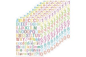 REEKNOKOL 10 hojas de pegatinas de letras, pegatinas de alfabeto de colores, pegatinas adhesivas de números de alfabeto de 1 pulgada para decoración artística, manualidades DIY, álbum de recortes