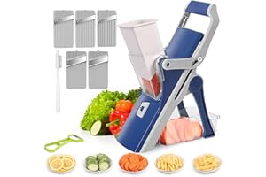 Wuciray Tagliaverdure Mandolina per Trita Verdure con 5 Lame Taglia Cipolle Manuale per Affettare Tagliare e Grattugiare Utensile da Cucina