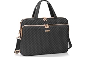 Lausiax Laptop Case Bag Women Men Computer Sleeve Compatible with MacBook/Dell/HP/Acer/ASUS, Waterproof Shoulder Carrying Briefcase, Black, 14-14.5 Inch