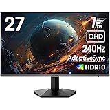 KOORUI 27 Pollici Gaming Monitor, 240 Hz, QHD 2560 x 1440p, 1 ms, HDR10, Gamma Cromatica DCI-P3 al 90%, Adaptive Sync, cCompa