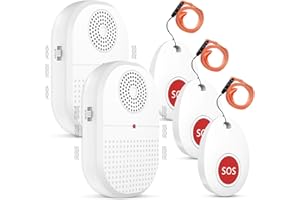 DAYTEE Daytech przycisk alarmowy dla seniorów, dzwonek awaryjny do domu, przycisk alarmowy dla seniorów, dla osób starszych, alarm paniczny Caregiver Pager SOS, alarm radiowy 2 odbiorniki + 3 x nadajnik SOS