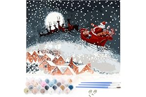 UNIVERTEN Dipingere con i numeri, Natale, adulti, bambini, decorazione per la camera da letto, set da 7 a 14 anni, per adolescenti e ragazze e ragazzi