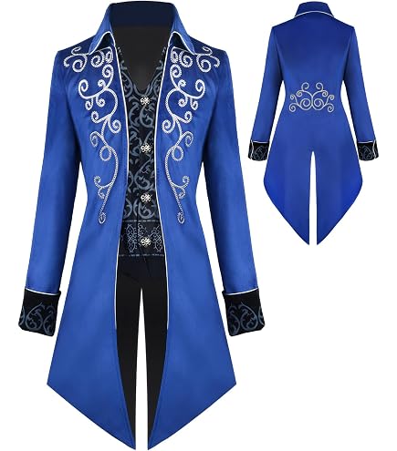 Déguisement Halloween Carnaval Manteau Long Style Prêtre Gothique Steampunk - Col Mao, Boutonné, Pour Cosplay Renaissance, Halloween, Carnaval
