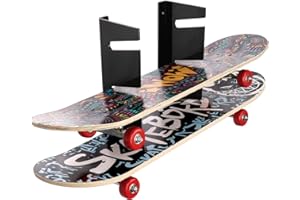 HHUXIUE Estante de monopatín montado en la pared, soporte de monopatín, marco de monopatín, diseño horizontal que ahorra espacio (3 capas negro)