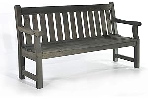 BrackenStyle Darwin Garden Bench - 150cm 3 Seat Wooden Park Seat - Durable Thick Timbers 3 Person (Dark Grey)