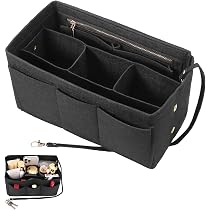 Organisateur Sac à Main Feutre - Porte-Cartes, 13 Poches - Noir Grand 31.5cm