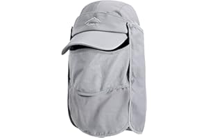 TAGVO Sombrero de Sol con Cubierta de Cuello Desmontable, Protección UPF 50+ Sombreros y Gorras de Pescador Transpirables, Plegable Secado Rápido Sombreros de Acampada y Marcha para Hombres Mujeres