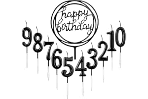GOTRUST 10 Stück Nummer 0-9 Geburtstag Ziffer Kuchen Kerzen + 1 Stück Brief Alles Gute zum Geburtstag Glitter Cake Topper Dekoration Kuchen Nummer Digitale Kerzen für Hochzeit (Vergoldet)