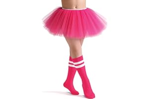 VONMELLI Gonne Tutu per Donna Adulte con Calze a Tubo 5 Strati Tulle Gonna Tutu 80s Costumi per Party Favor Dance Runners