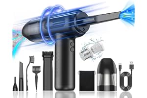 BTBHIHO Compressed Air Duster, 9000Pa Powerful Hand Held Vacuum Cordless, 4-in-1 Portable Car Vacuum Cleaner, 7500mAh Rechargeable Mini Hoover for Home, Pet Hair, Office, Kitchen