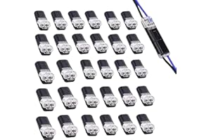 CALDAMN 30PCS 2Pin Wire Connectors Push Fit Wire Connectors Electrical Wire Connectors Quick Dual 2 Pin Peel-Free Push-Type Design,Quick Electrical Connectors,2 Pin Connector Wire Crimp Terminal for Led