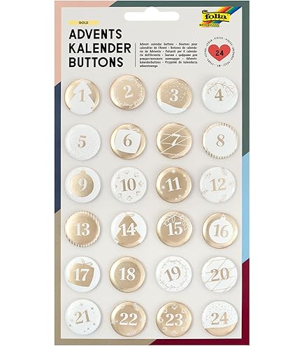 Adventskalender Aufkleber (Zahlen 1-24) - Sticker für Kalender zum selber basteln für Weihnachten - Adventskalenderzahlen Etiketten selbstklebend - Zahlenaufkleber - Nummern für Papiertüten - Rund
