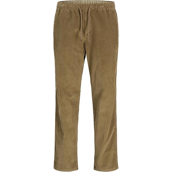 Pantalones De Pana Sueltos Para Hombre Con Cordón De Cintura Elástica, Diseño De Pierna Recta Para Mayor Comodidad, Caqui, S