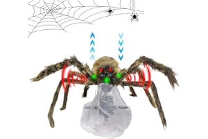MACAYDA Halloween Deko Outdoor Spinne,Hüpfende Schreiende Spinne mit LED Augen für Außen Innen, Party Garten, Spukhäuser Deko