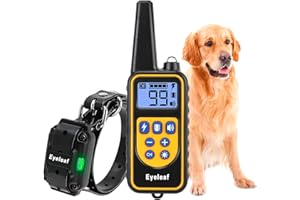 EYELEAF Collier de Dressage avec Beep Vibra Choc pour Chien - Étanche et Rechargeable, Télécommande 800 Verges, Formation (Jaune)