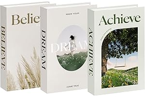 3 Pack Decorative Faux Books Set for Home Aesthetic - Luyseyha Fake Hollow Books Decor for Bookshelf Coffee Table, Living Room, Bedroom