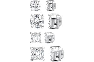 FDJZXW 4 Stück Magnet Ohrringe Magnet Ohrringe Herren Nicht Piercing Magnetische Ohrringe Nicht Durchbohrte Magnetische Ohrringe für Herren und Damen Hypoallergene Ohrclips mit Zirkon (6 mm/8 mm)