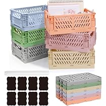 Lot de 4 caisses de rangement pliables en plastique pour aliments