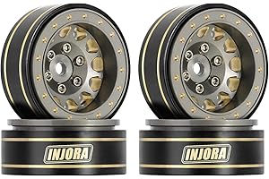 INJORA 1.0 Plus Messing Beadlock Felgen für SCX24 TRX4M FCX24 1/24 1/18 RC Crawler Car,Schwarz