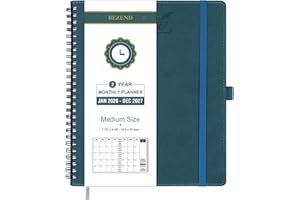 BEZEND Month to View Diary 2026-2027 with Notes (Jan 26 - Dec 27), Monthly Planner 23.4 x 19.6cm - 120 GSM Thick Paper, 2 Year Spiral Calendar with Tabs & Storage Pockets, Soft Cover, Dark Green