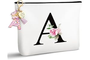 TUZELIYA Personalisierte Buchstaben A Kosmetiktasche - Geschenke für Frauen - Geburtstagsgeschenke für Frauen, Mädchen, Mütter, Beste Freundinnen und Brautjungfern - Schlüsselanhänger Buchstabe