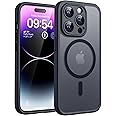 TOCOL Magnetic for iPhone 14 Pro Case 6.1-Inch, Fit for MagSafe, Upgraded [Full Camera Protection], [14FT Military Grade Drop Tested] Shockproof Slim Translucent Matte Back Phone Cover (Black)