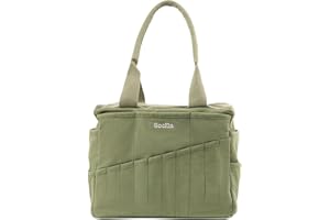 Soolla Studio Bag: Pottery Tool Bag & Craft Storage, Art Supply Organizer, Washable Tote, Knitting Yarn, Crochet Projects, 30 Pockets, 20+ Canvas Colors, Gift for Artists & Teachers (Ganja Green)